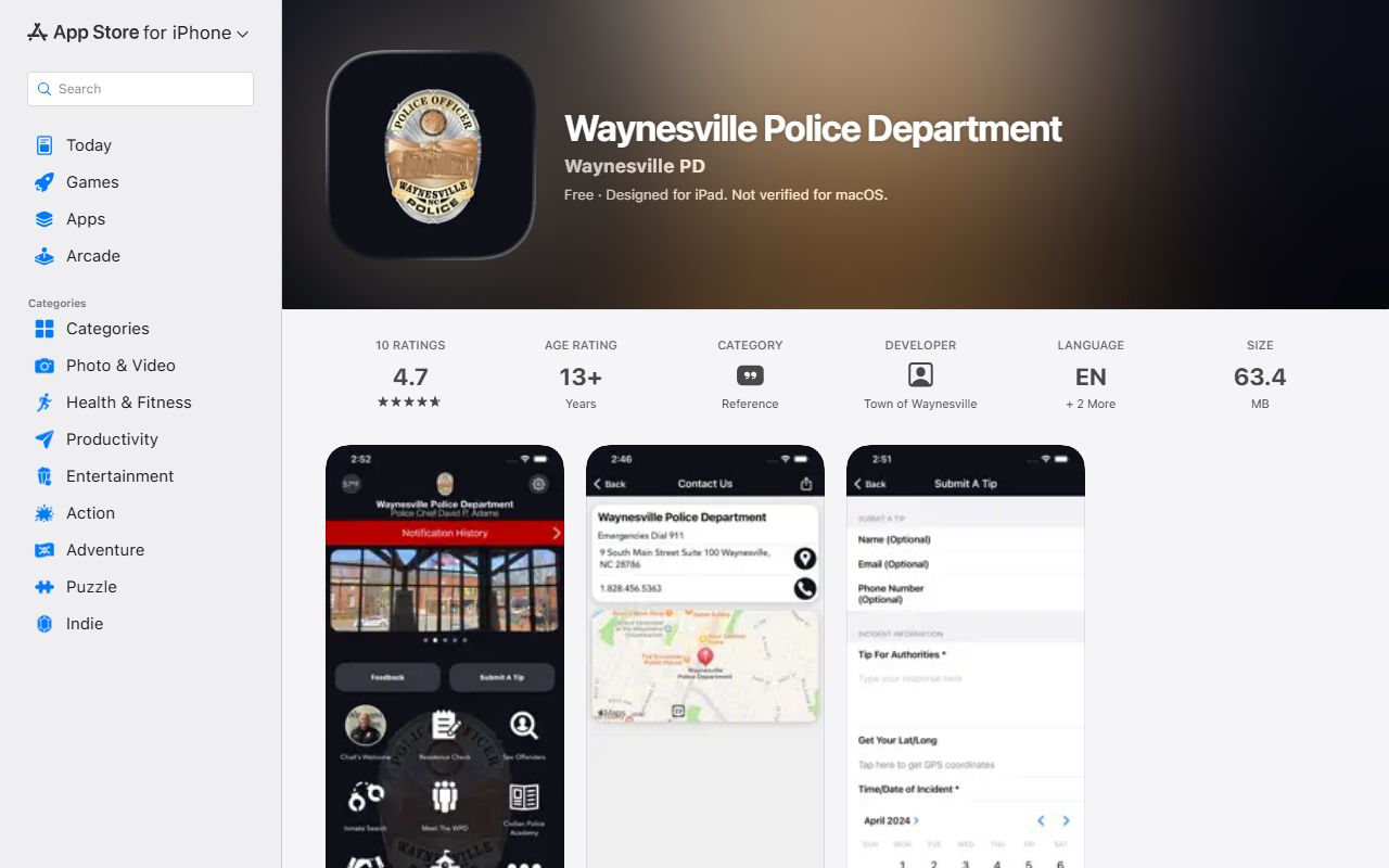 Haywood County arrest records Waynesville Police app listing