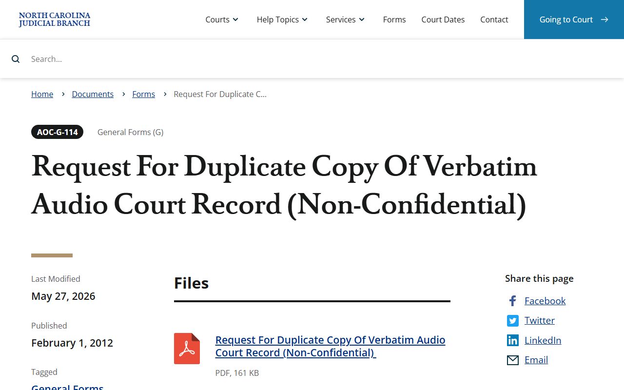 Haywood County court records audio request form source