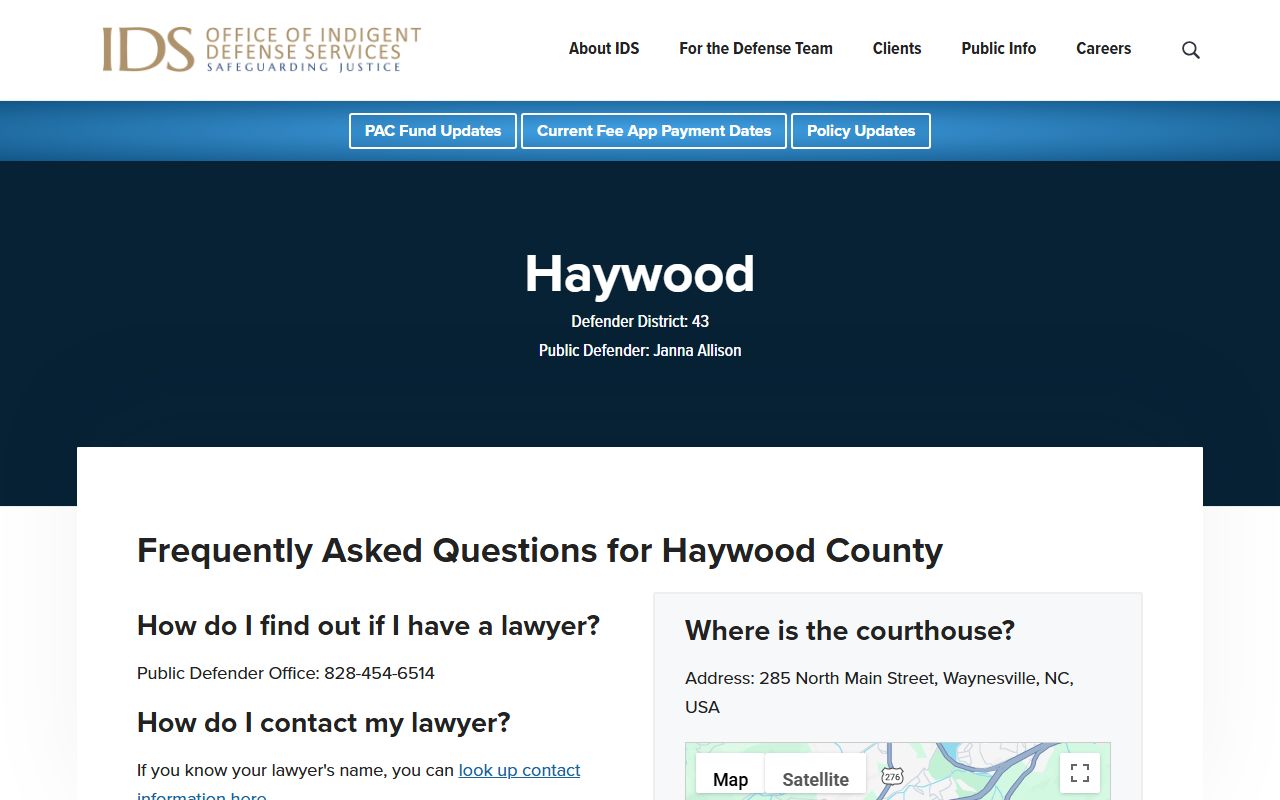 Haywood County criminal court records public defender page