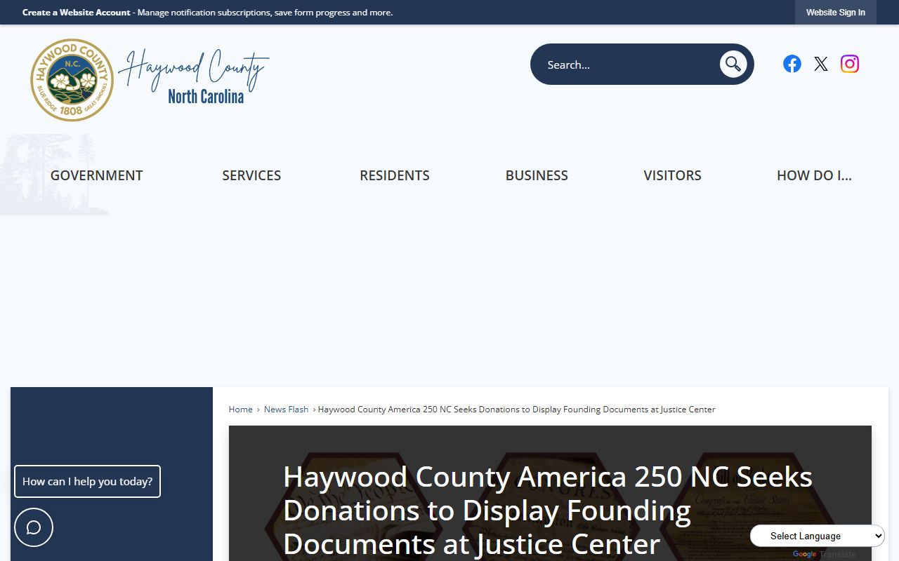 Haywood County Court Justice Center history display source
