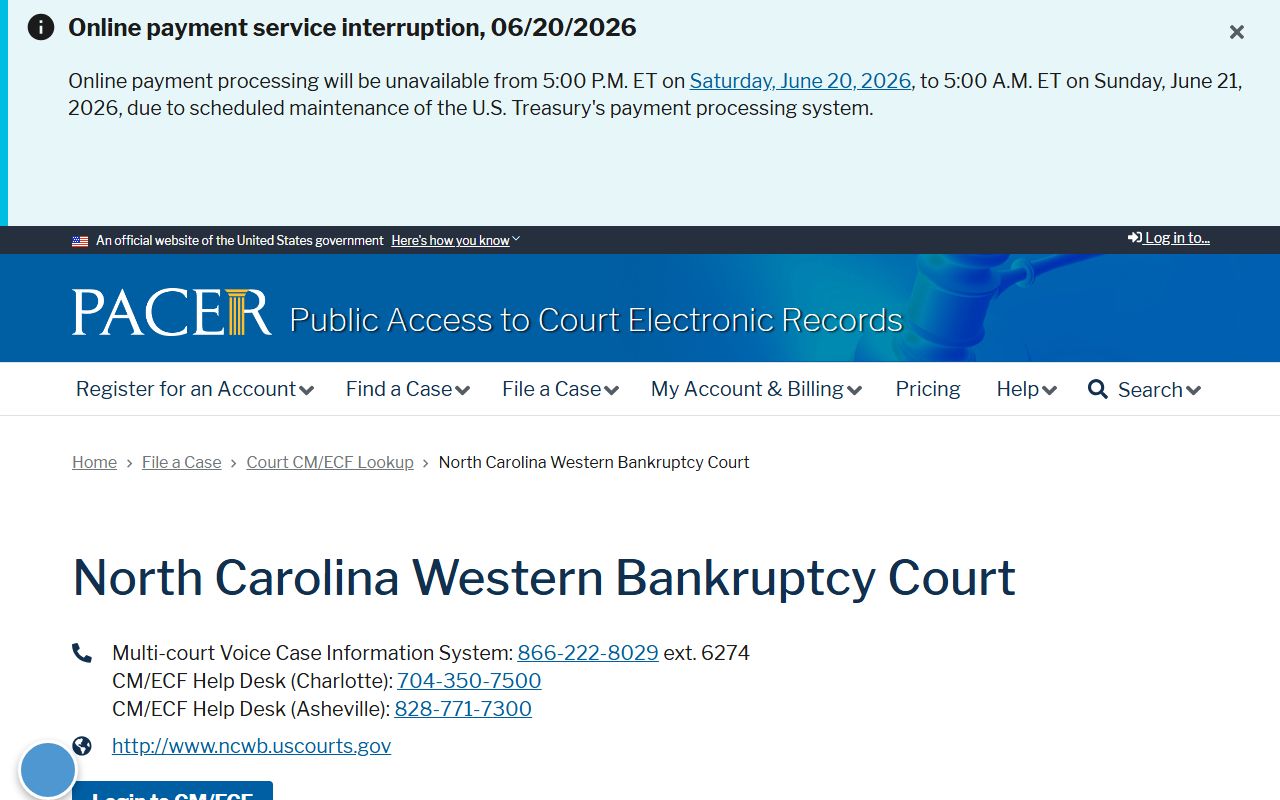 Haywood County federal bankruptcy court records PACER source